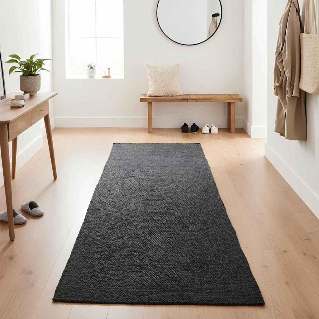 Vidaxl vloerkleden rechthoekig donkergrijs 80 x 250 cm jute