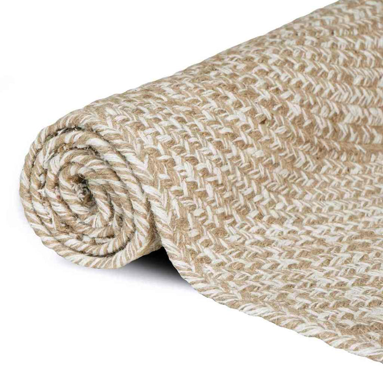 Vidaxl vloerkleden rechthoekig natuurlijk en wit 60 x 200 cm jute