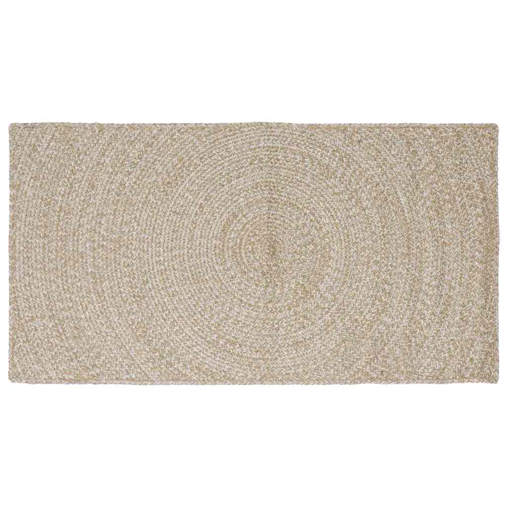 Vidaxl gebied tapijt natuurlijk en wit 80 x 150 cm jute
