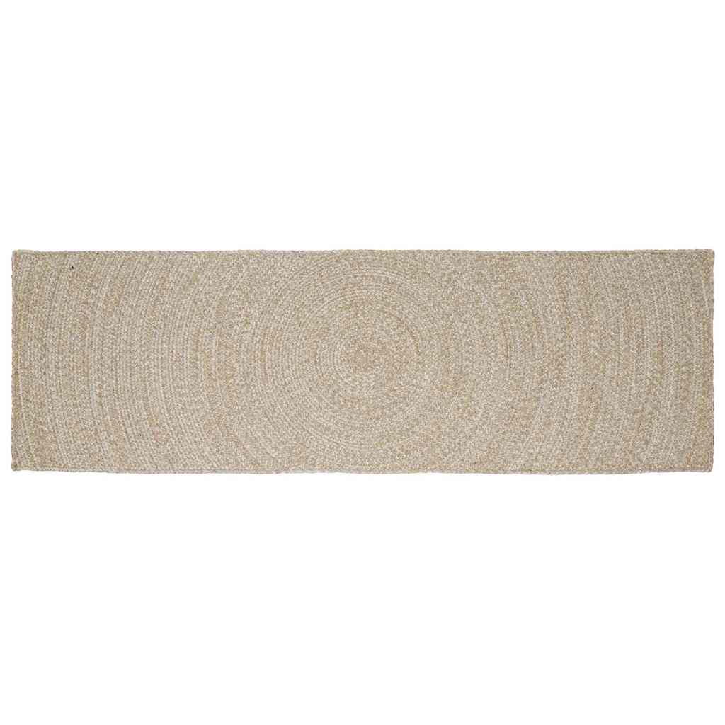 Vidaxl gebied tapijt natuurlijk en wit 80 x 200 cm jute