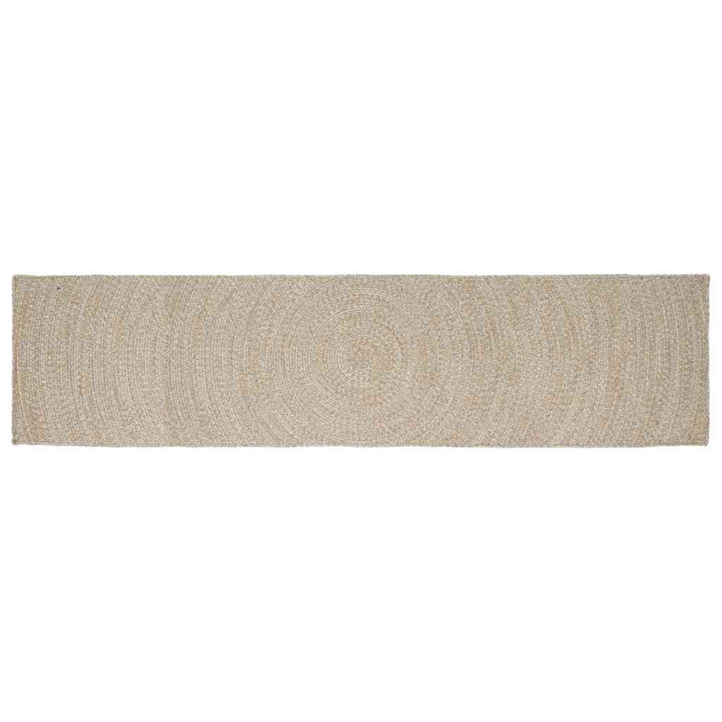 Vidaxl gebied tapijt natuurlijk en wit 80 x 400 cm jute