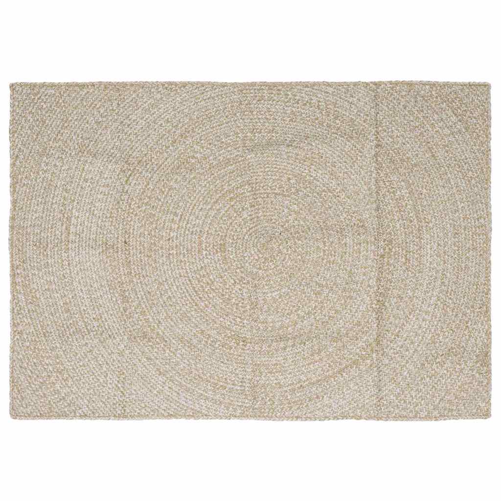 Vidaxl gebied tapijt natuurlijk en wit 120 x 170 cm jute