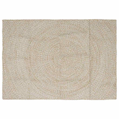 Vidaxl gebied tapijt natuurlijk en wit 140 x 200 cm jute