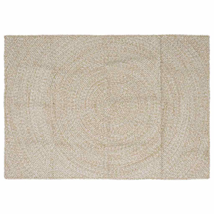 Vidaxl gebied tapijt natuurlijk en wit 140 x 200 cm jute