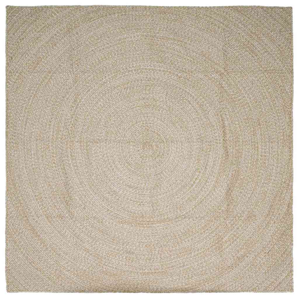 Vidaxl gebied tapijt natuurlijk en wit 200 x 200 cm jute
