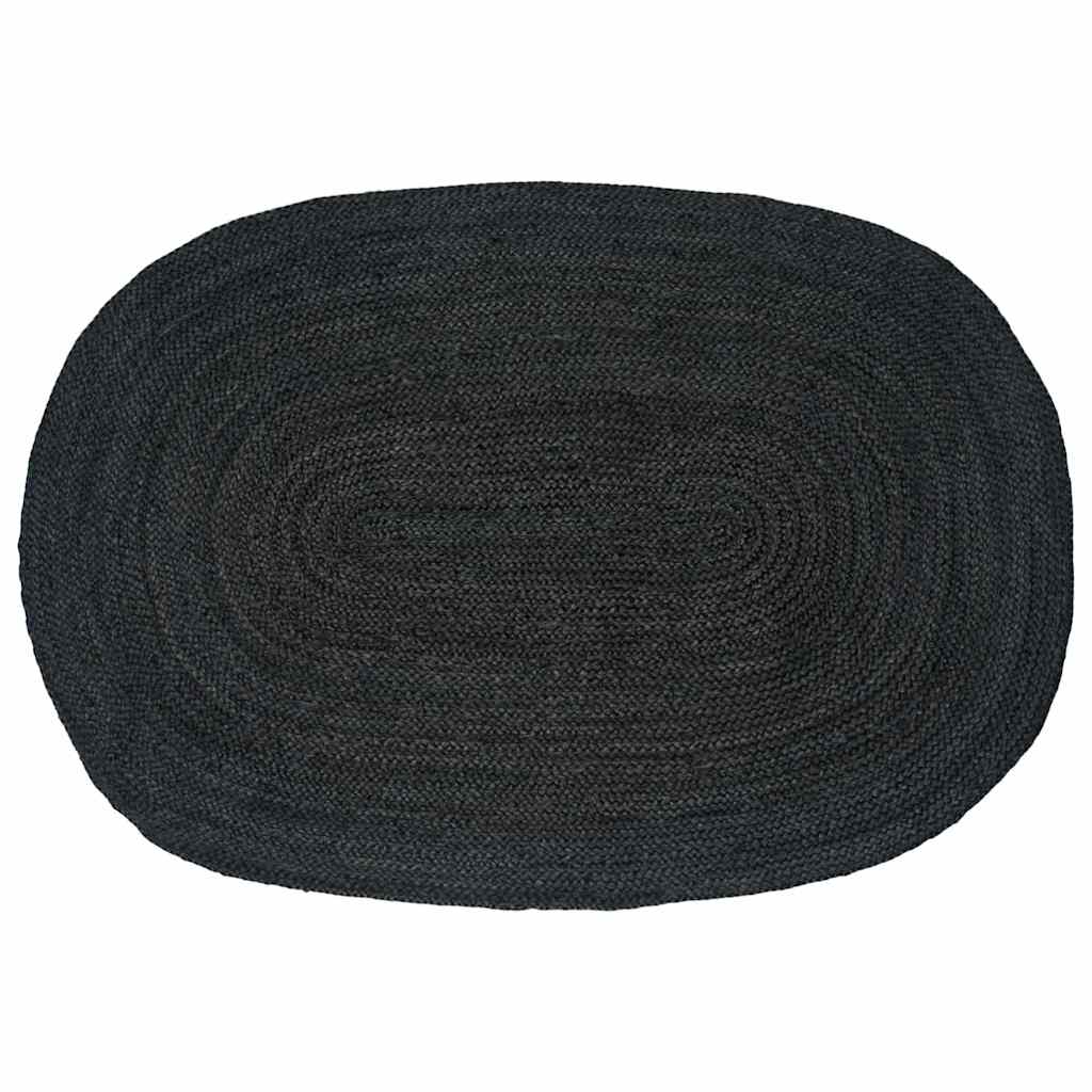 Vidaxl vloerkleden ovaal zwart 100 x 152 cm jute