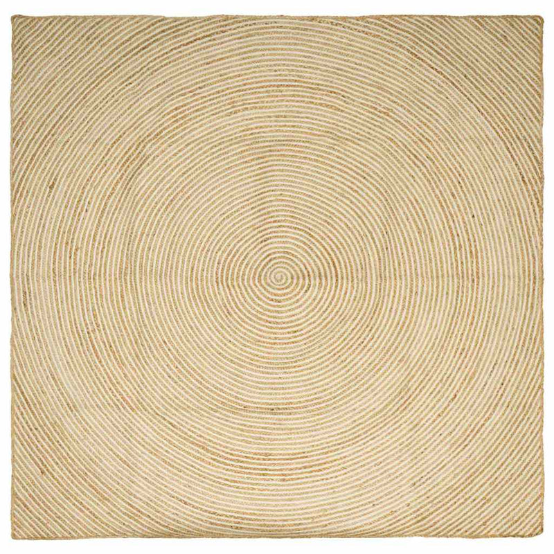 Vidaxl vloerkleed natuurlijk en wit 300 x 300 cm jute