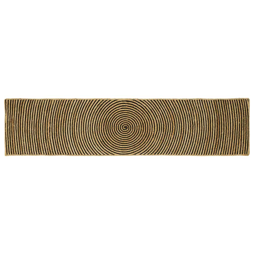 Vidaxl vloerkleed natuurlijk en zwart 60 x 200 cm jute