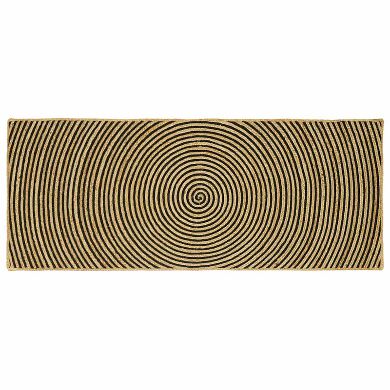 Vidaxl vloerkleed natuurlijk en zwart 80 x 200 cm jute