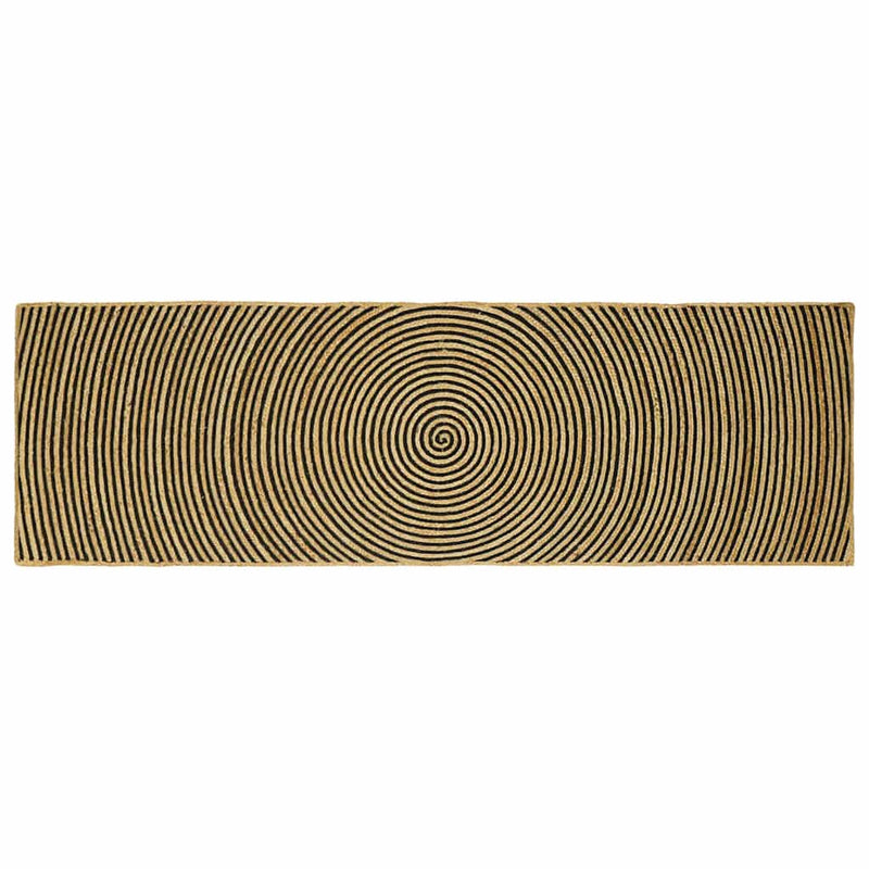 Vidaxl vloerkleed natuurlijk en zwart 80 x 250 cm jute