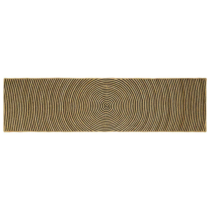Vidaxl vloerkleed natuurlijk en zwart 80 x 300 cm jute