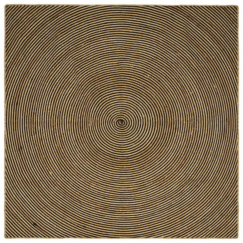 Vidaxl vloerkleed natuurlijk en zwart 240 x 240 cm jute