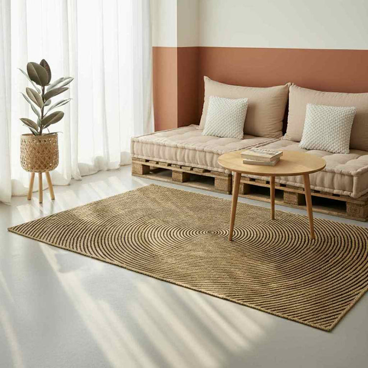 Vidaxl gebied tapijt zwart 240 x 240 cm jute