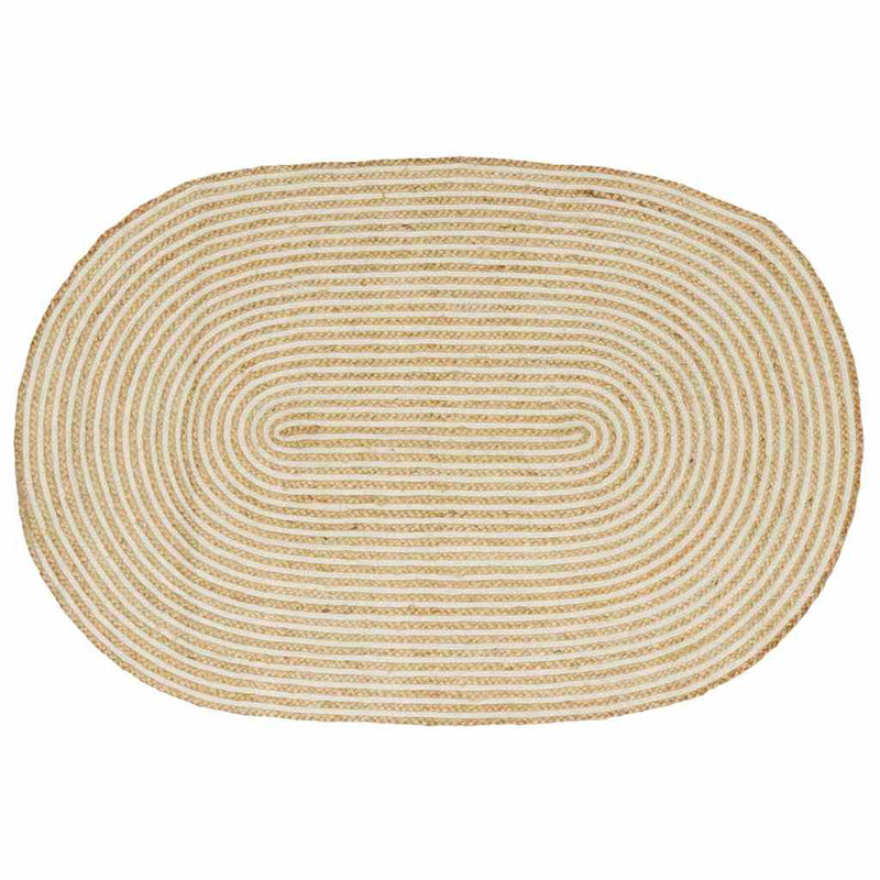 Vidaxl vloerkleed natuurlijk en wit 100 x 152 cm jute