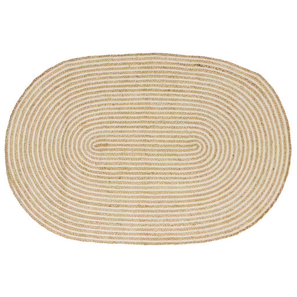 Vidaxl gebied tapijt natuurlijk en wit 122 x 183 cm jute