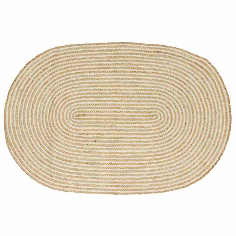 Vidaxl gebied tapijt natuurlijk en wit 122 x 183 cm jute