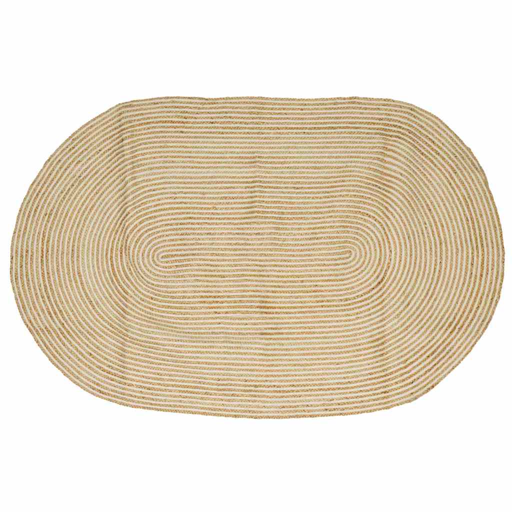 Vidaxl gebied tapijt natuurlijk en wit 152 x 245 cm jute