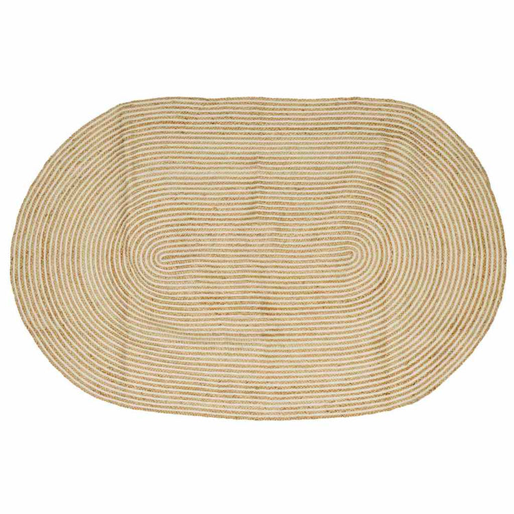 Vidaxl gebied tapijt natuurlijk en wit 152 x 245 cm jute