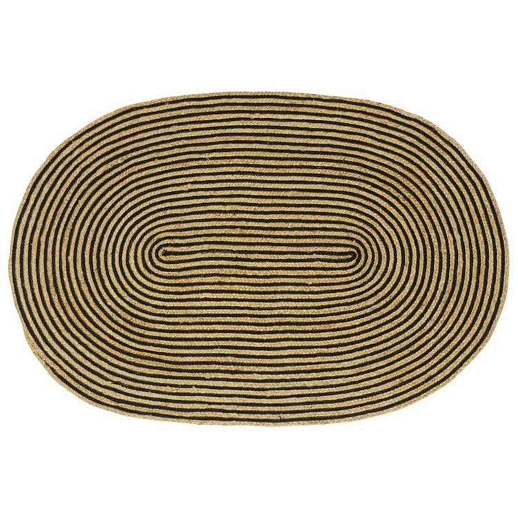 Vidaxl vloerkleed natuurlijk en zwart 100 x 152 cm jute
