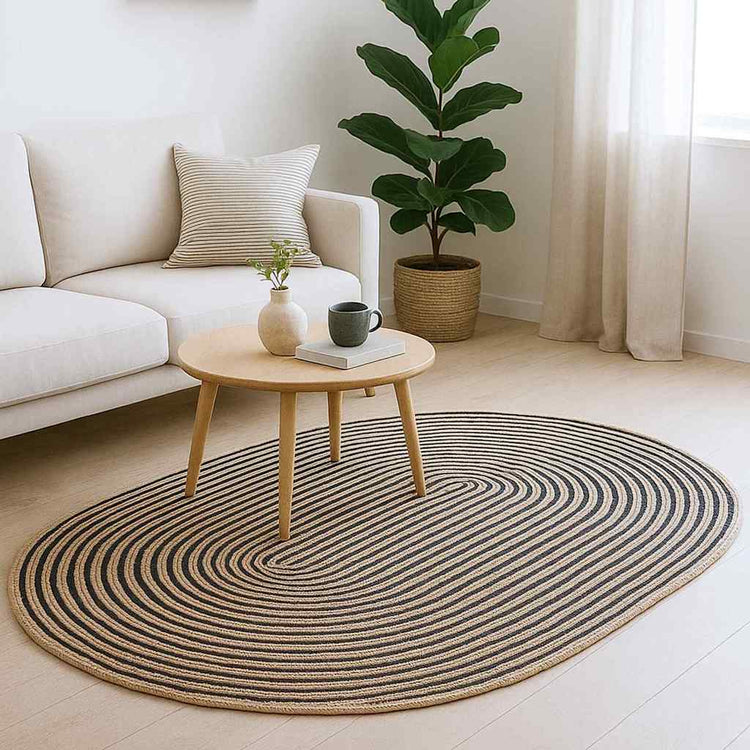 Vidaxl vloerkleed natuurlijk en zwart 100 x 152 cm jute