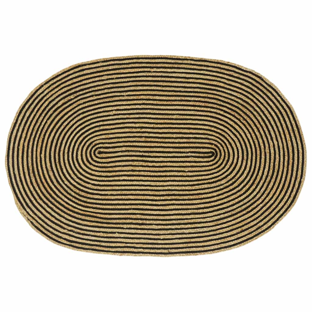 Vidaxl gebied tapijt naturel en zwart 122 x 183 cm jute