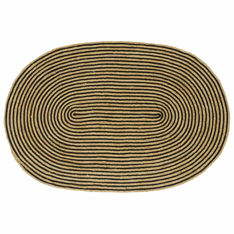 Vidaxl vloerkleed natuurlijk en zwart 122 x 183 cm jute