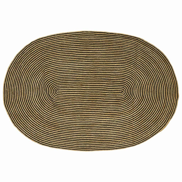 Vidaxl gebied tapijt naturel en zwart 152 x 245 cm jute