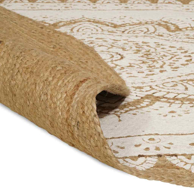 Vidaxl vloerkleden bloemen natuurlijk met witte print 205 x 305 cm