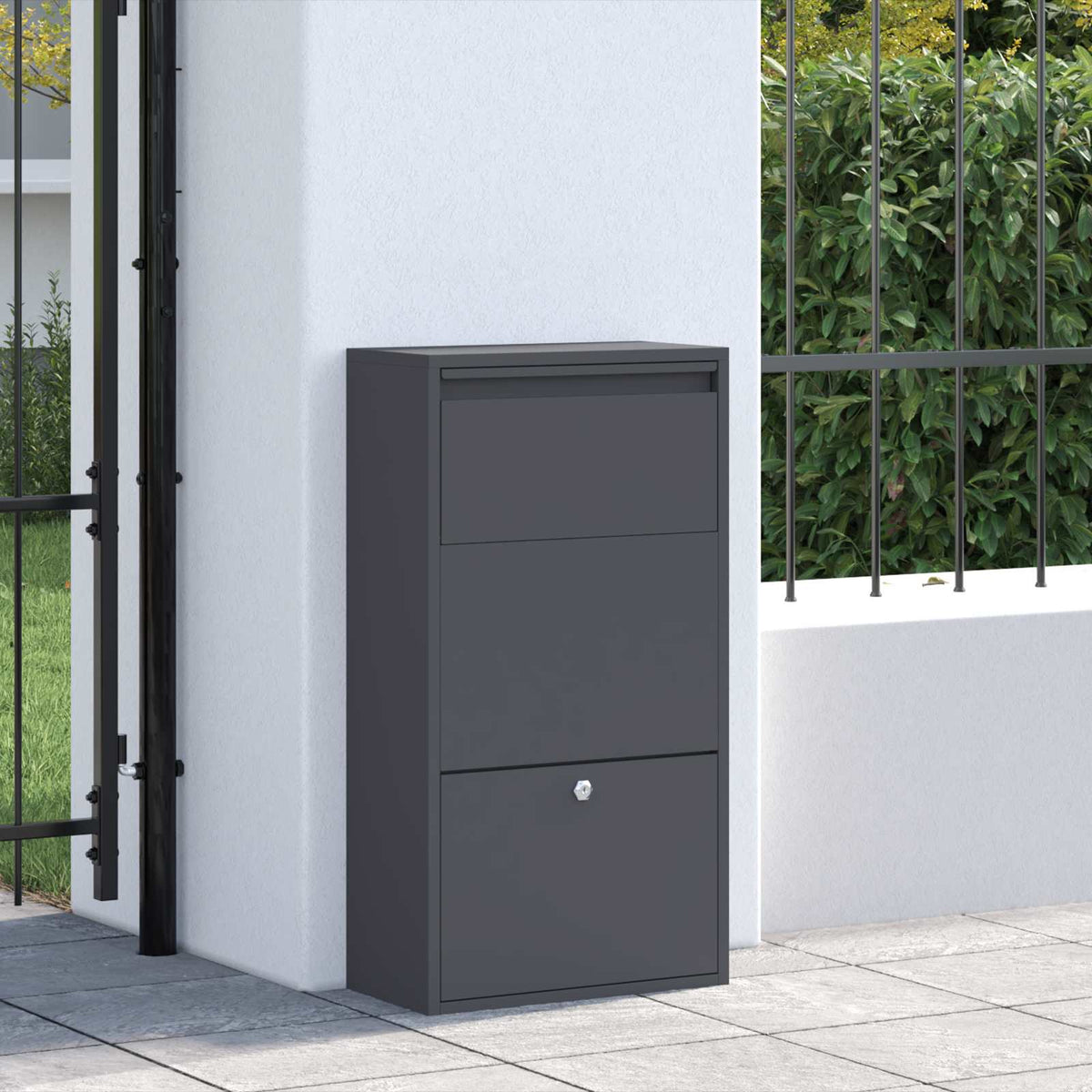Vidaxl pakket inwerp box met opslag antraciet 44 x 22 x 82 cm staal