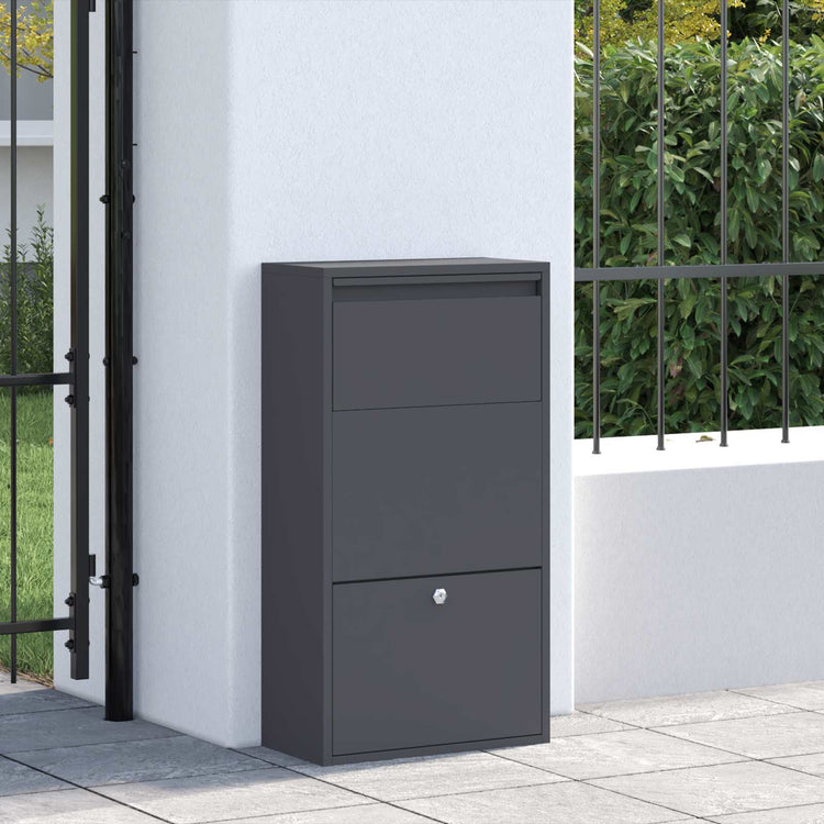 Vidaxl pakket inwerp box met opslag antraciet 44 x 22 x 82 cm staal