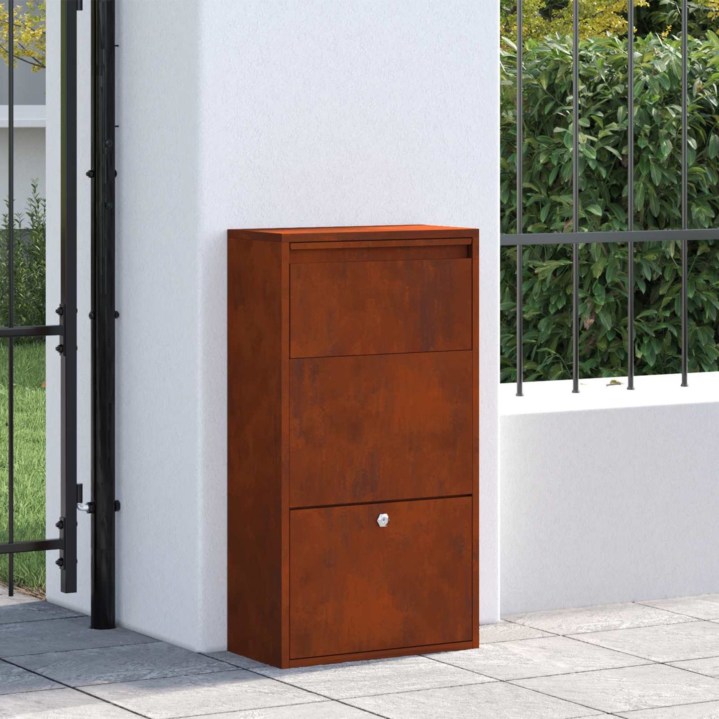 Vidaxl pakket inwerp box met slot roestig 44 x 22 x 82 cm cortenstaal