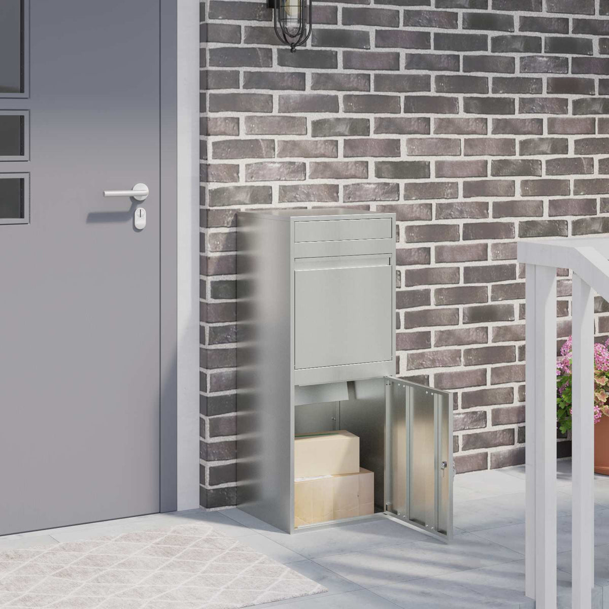 Vidaxl pakket inwerp box zilver 41 x 38 x 103 cm gegalvaniseerd staal
