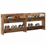 Vidaxl schoenenkast 2 st 80 x 18 x 60 cm bewerkt hout oud hout - afbeelding 3