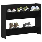 Vidaxl schoenenkast 82 x 18 x 60 cm bewerkt hout zwart eiken - afbeelding 3