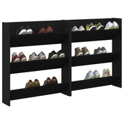 Vidaxl schoenenkast 2 st 86 x 18 x 90 cm bewerkt hout zwart eiken - afbeelding 3