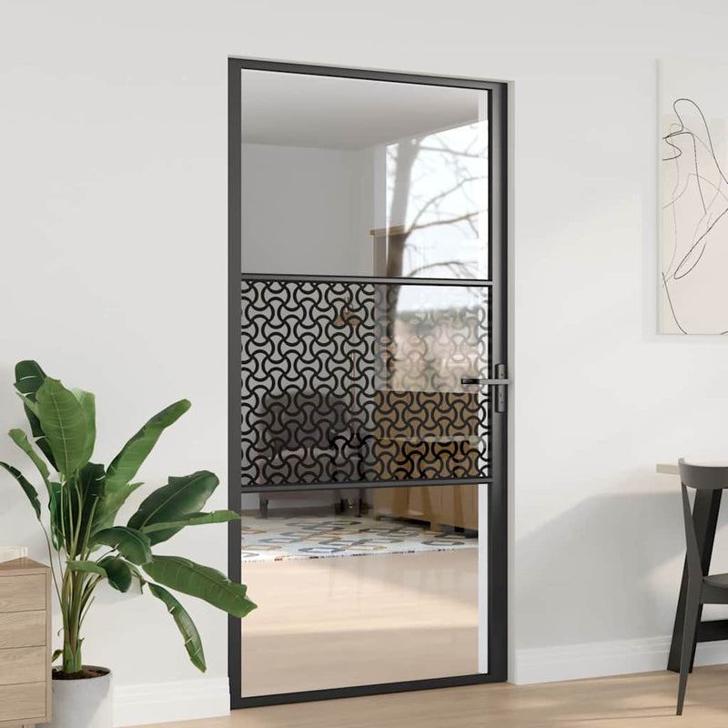 Vidaxl glazen deur fretwerk zwart 76 x 3.5 x 201.5 cm aluminium