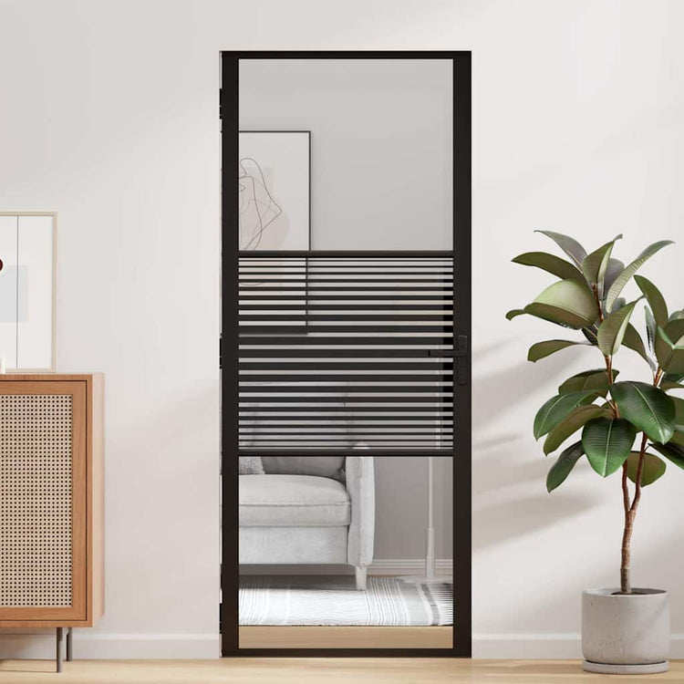 Vidaxl glazen deur 83 x 3,5 x 201,5 cm aluminium zwart
