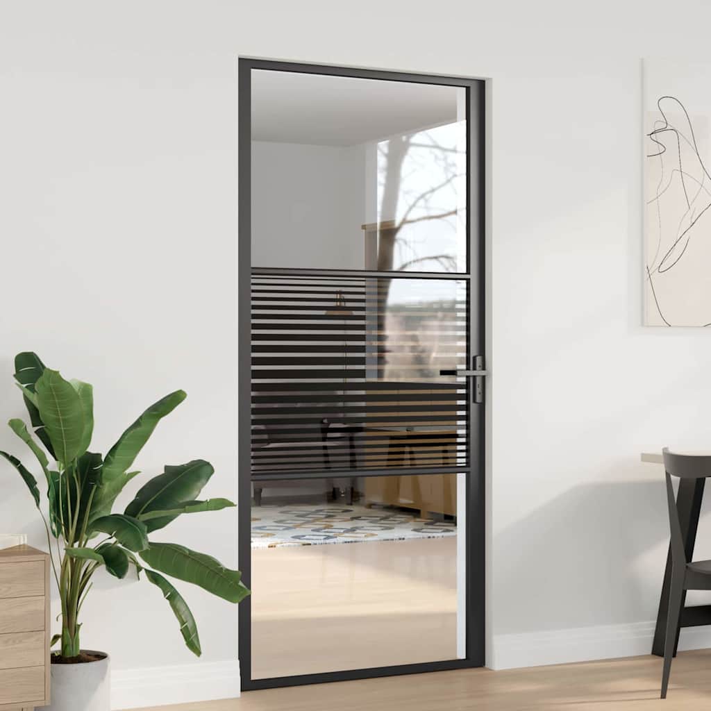 Vidaxl glazen deur 93 x 3,5 x 201,5 cm aluminium zwart