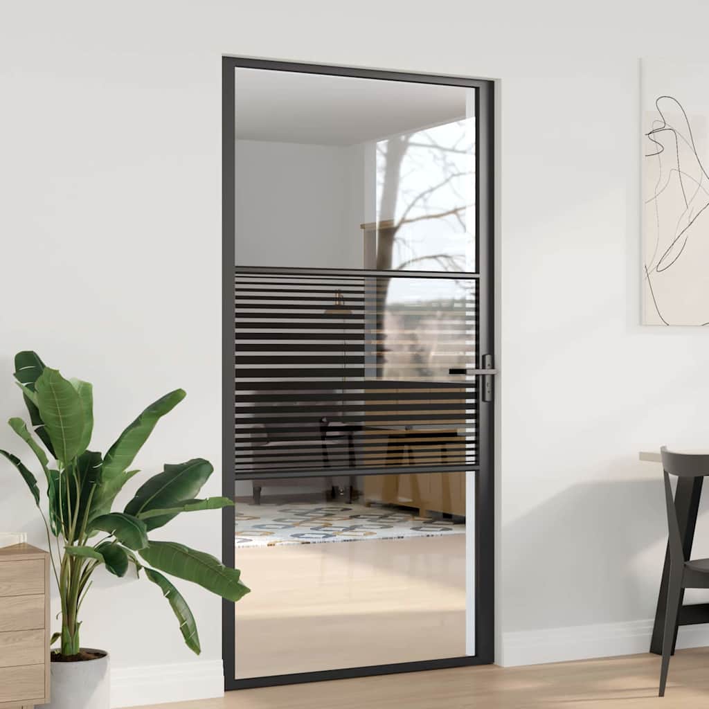 Vidaxl glazen deur 102,5 x 3,5 x 201,5 cm aluminium zwart