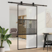 Vidaxl glazen deur 102,5 x 2 x 205 cm aluminium zwart - afbeelding 1