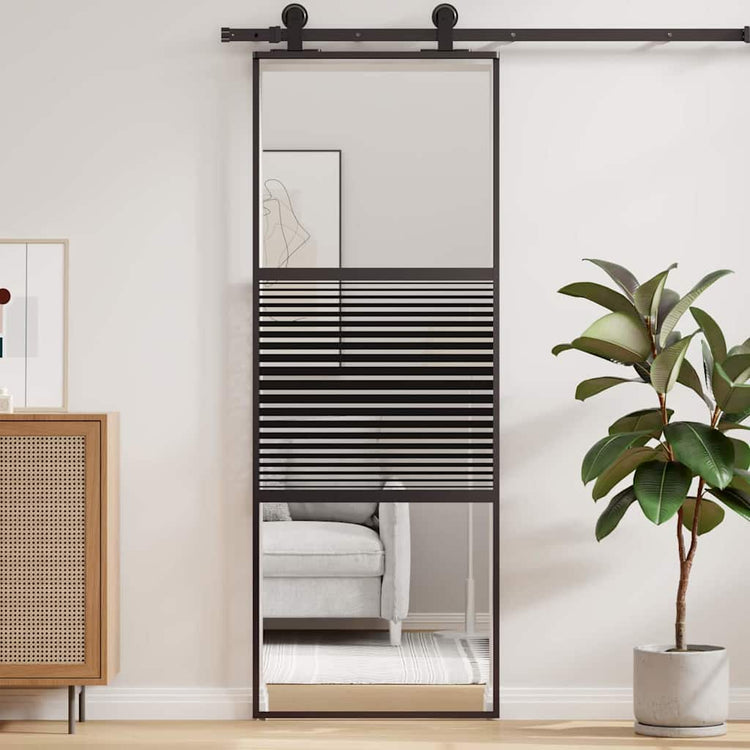 Vidaxl glazen deur 76 x 2 x 205 cm aluminium zwart