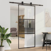 Vidaxl glazen deur 90 x 2 x 205 cm aluminium zwart - afbeelding 1