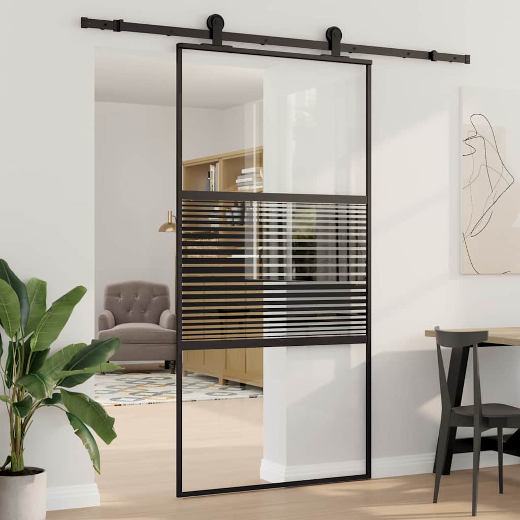 Vidaxl glazen deur 102,5 x 2 x 205 cm aluminium zwart