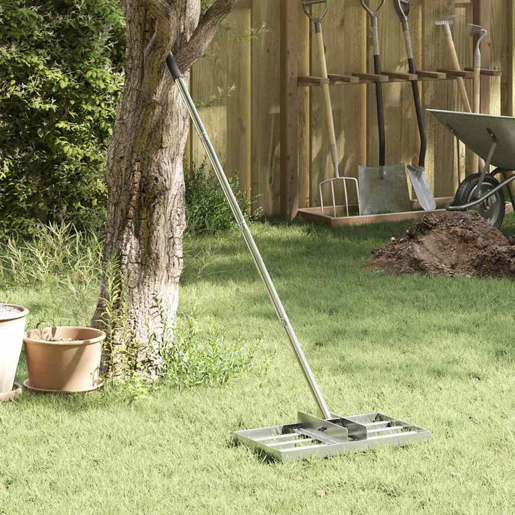 Vidaxl tuinnivelleerhark zilver 45 x 25 x 200 cm roestvrij staal