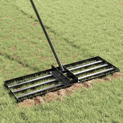 Vidaxl tuin egalisatie hark zwart 75 x 25 x 6 cm gepoedercoat staal - afbeelding 3