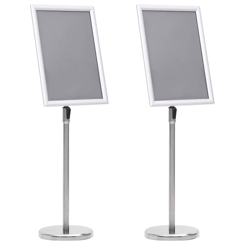 Vidaxl posterstandaards 2 pcs zilver 32.7 x 24 x 108 cm aluminium