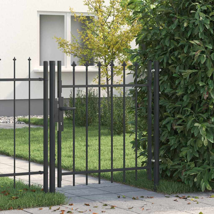 Vidaxl hekpoort met slot grijs 103 x 150 cm gepoedercoat staal