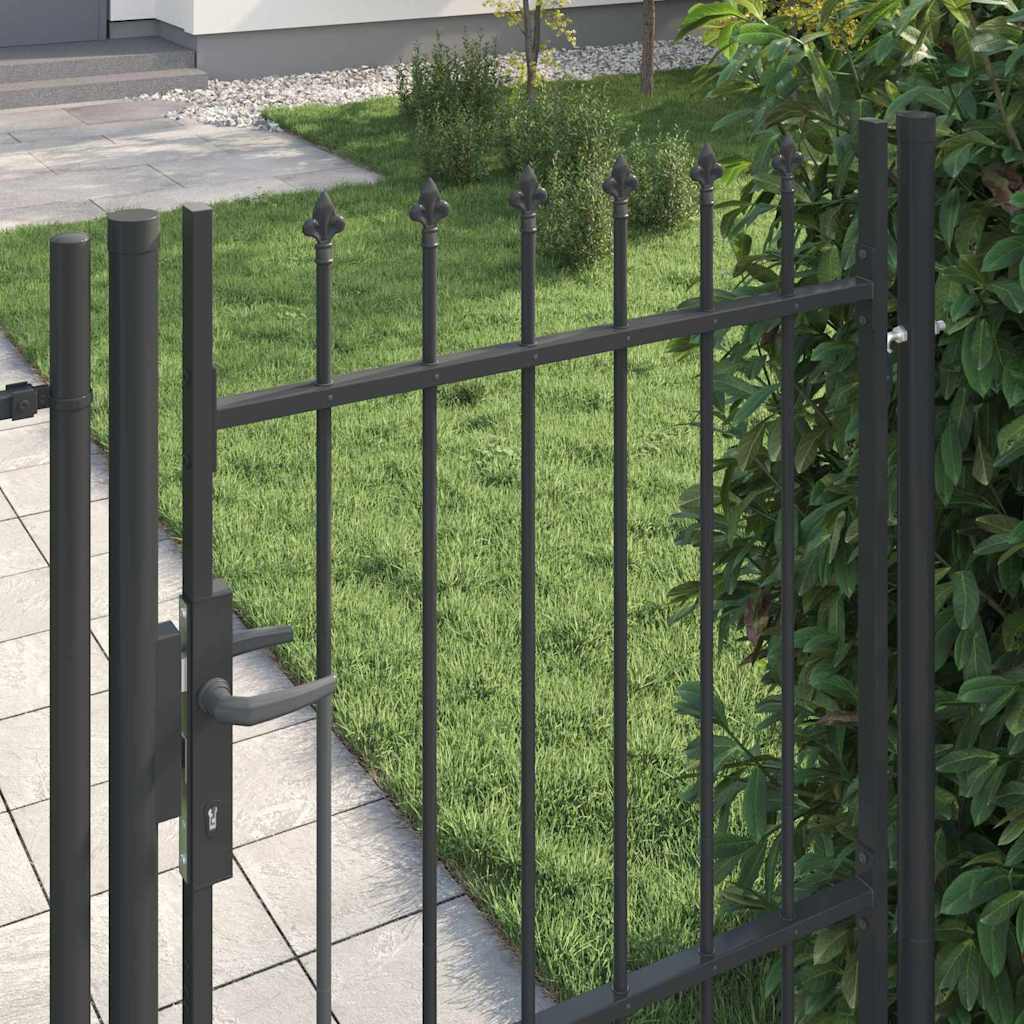 Vidaxl hekpoort met slot grijs 103 x 200 cm gepoedercoat staal