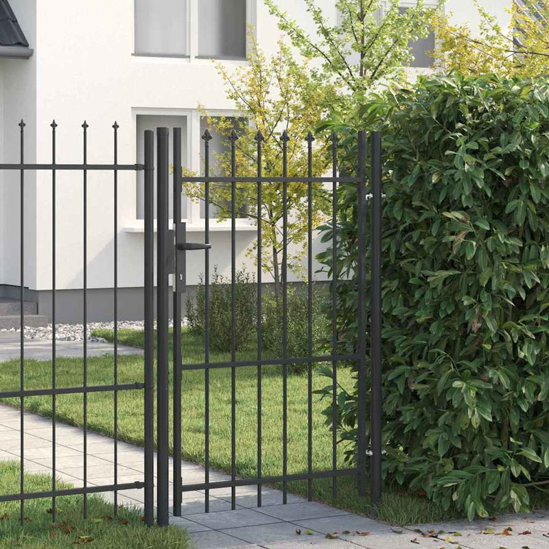 Vidaxl hekpoort met slot grijs 103 x 200 cm gepoedercoat staal