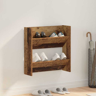 Vidaxl schoenenkast 60 x 18 x 60 cm bewerkt hout oud hout